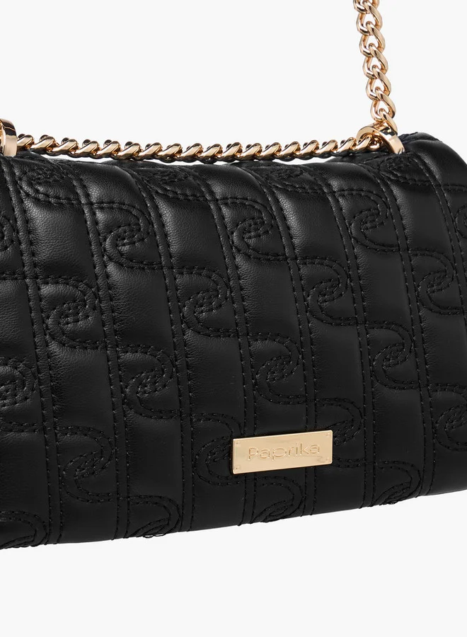 بابريكا Embossed Crossbody Bag with Chain Strap