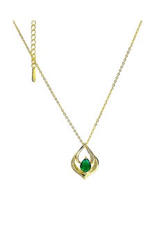 Stylish gold necklace with radiant zircon stones and a colorful gem adding a touch of luxury