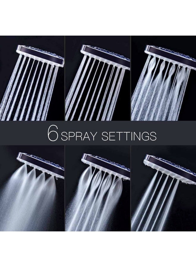 Chase Up Shower Head with Hose Set with 6 Settings Spray Mode, Chrome - 1.5m - Image 2