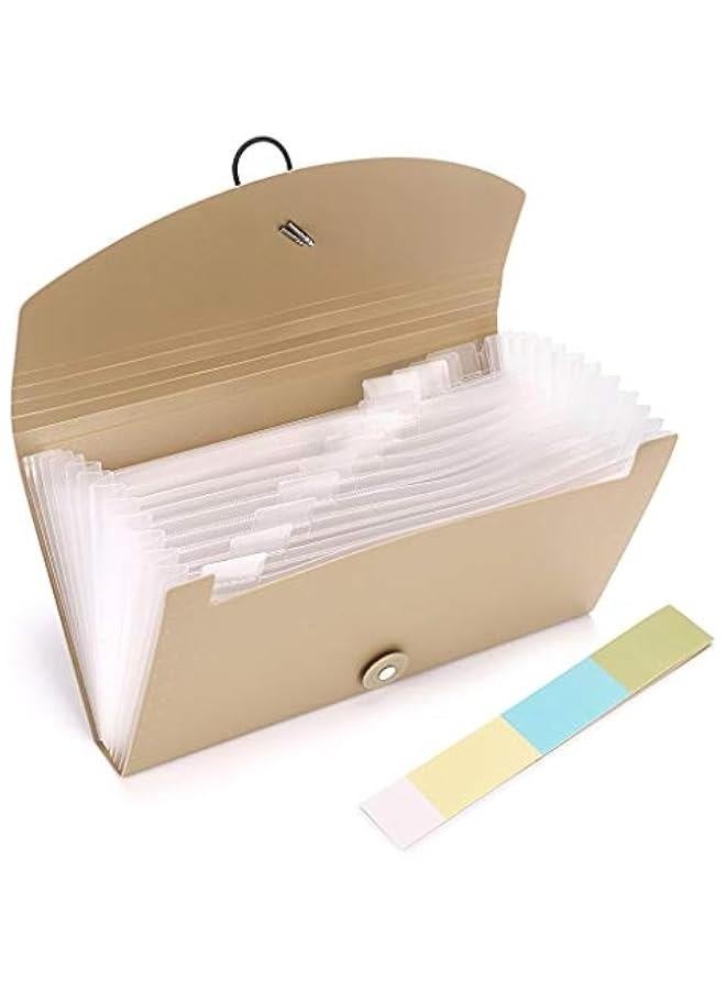 Generic Z-special 13 Pocket File Folder Small Accordion Binder Expandable Plastic File Case Expanding File  for Organizing Wallet Organizer for Receipts Checks Cards Tax Item Document Holder (Khaki)  - Image 3
