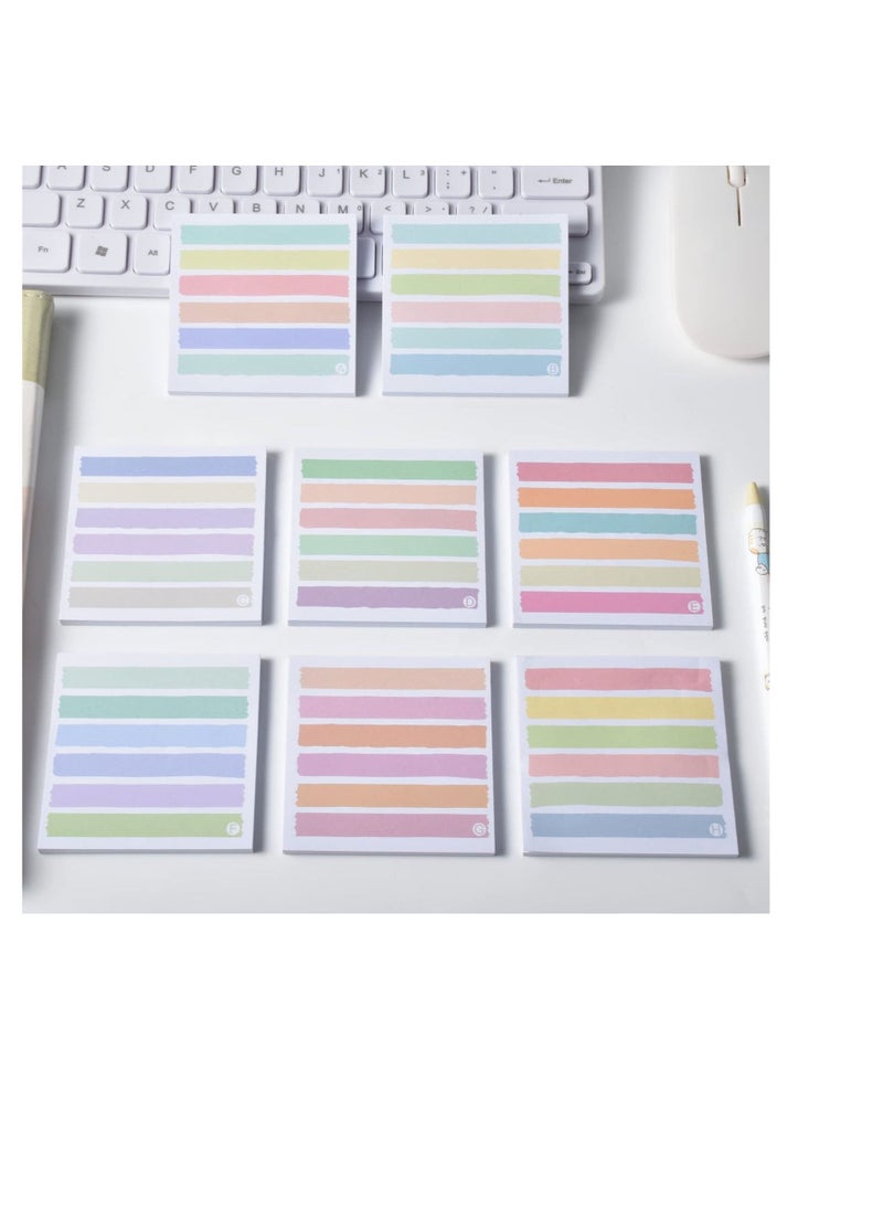 Excefore 8 Pack Lined Sticky Notes, Colorful Stripe Sticky Notes Clear Pad, Super Sticking Power Memo Pads, Suitable for Study Notes Works School and Office Supplies (50 Sheets,3x3 in )  - Image 5