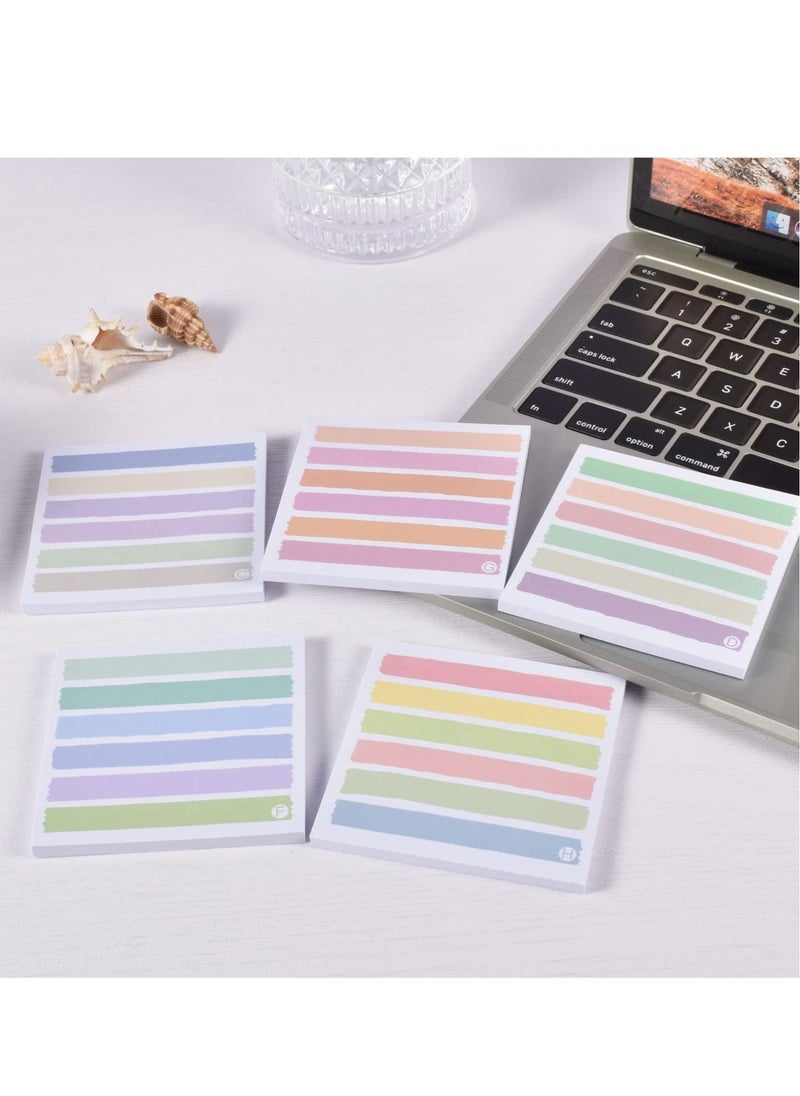 Excefore 8 Pack Lined Sticky Notes, Colorful Stripe Sticky Notes Clear Pad, Super Sticking Power Memo Pads, Suitable for Study Notes Works School and Office Supplies (50 Sheets,3x3 in )  - Image 2