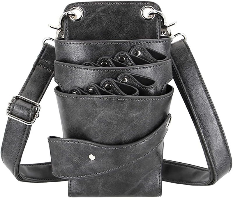 Scissors Bag Soft Leather Salon Barber Hairdressing Scissor Shears Holster Hair Stylist Tools Bag with Waist Shoulder Belt