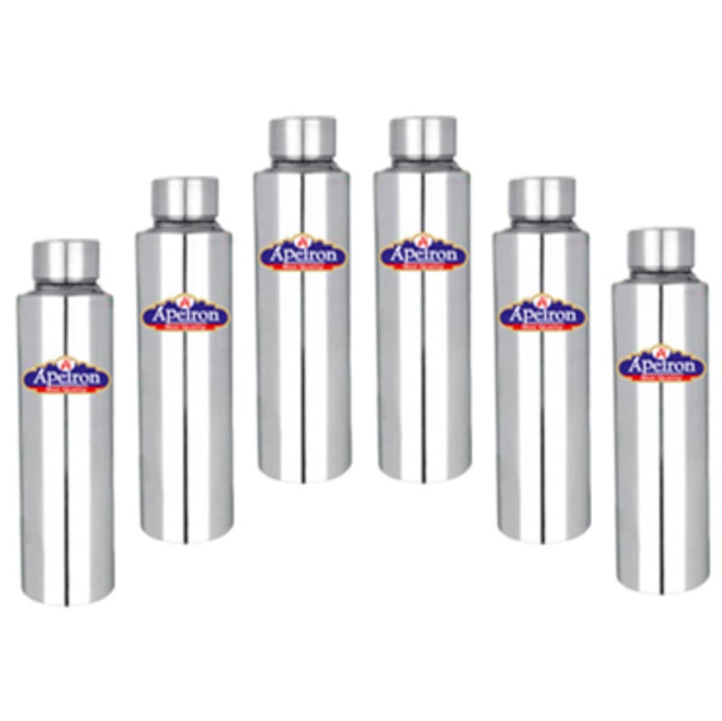 Apeiron Stainless Steel Fridge Bottle | 1000ml | Silver | Leak Proof (Pack of 6) - Image 2