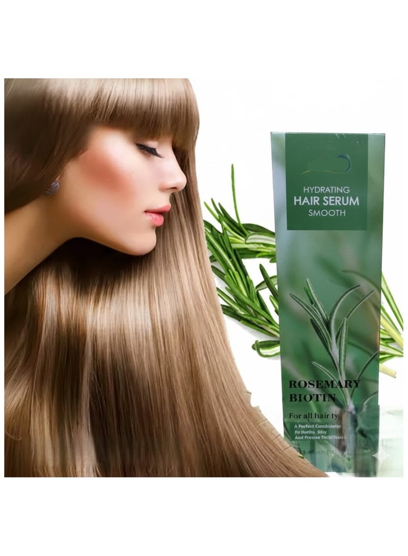 Hydrating Hair Serum Rosemary & Biotin 100ml | Unisex Frizz Control | Smooth Shiny Hair Finish - Image 1