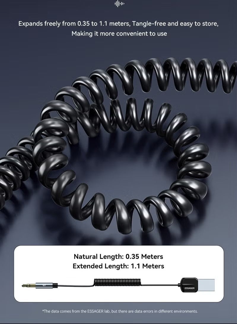 ESSAGER Aux Bluetooth Adapter for Car, Essager Noise Cancelling Bluetooth 5.0 Receiver,Lossless Music USB to 3.5mm Jack Audio Adapter with Built-in Microphone for Car Kits/Home Stereo/Handsfree Call Speaker - Image 5