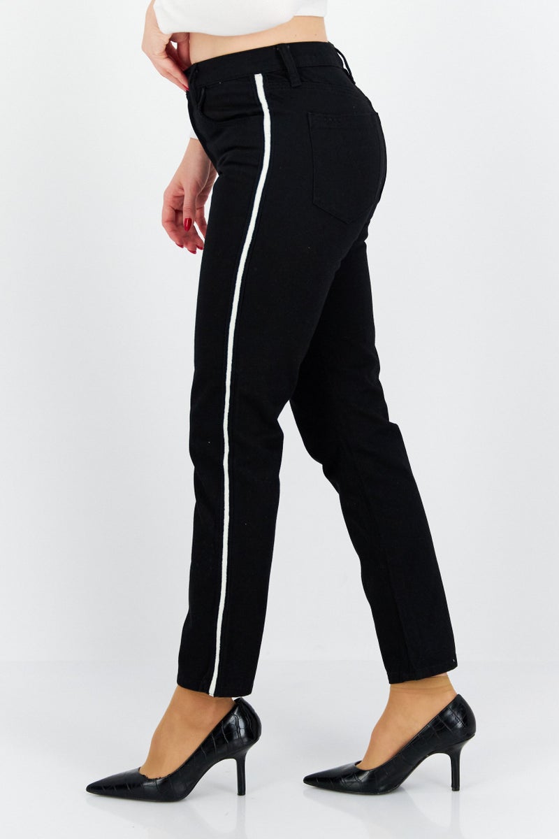 Blank NYC Women Straight Fit Mid Waist Embroidered Jeans, Black - Image 3