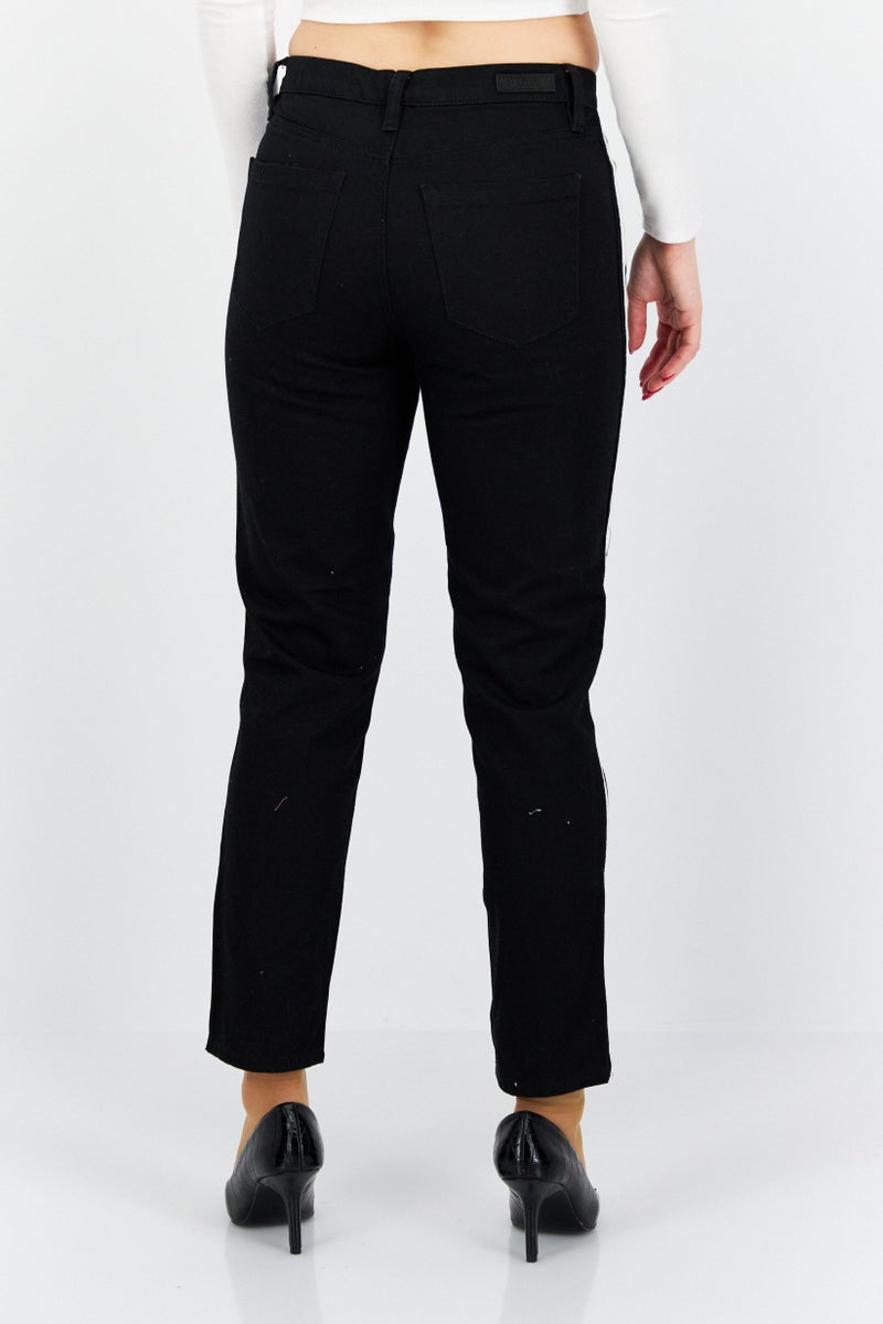 Blank NYC Women Straight Fit Mid Waist Embroidered Jeans, Black - Image 4