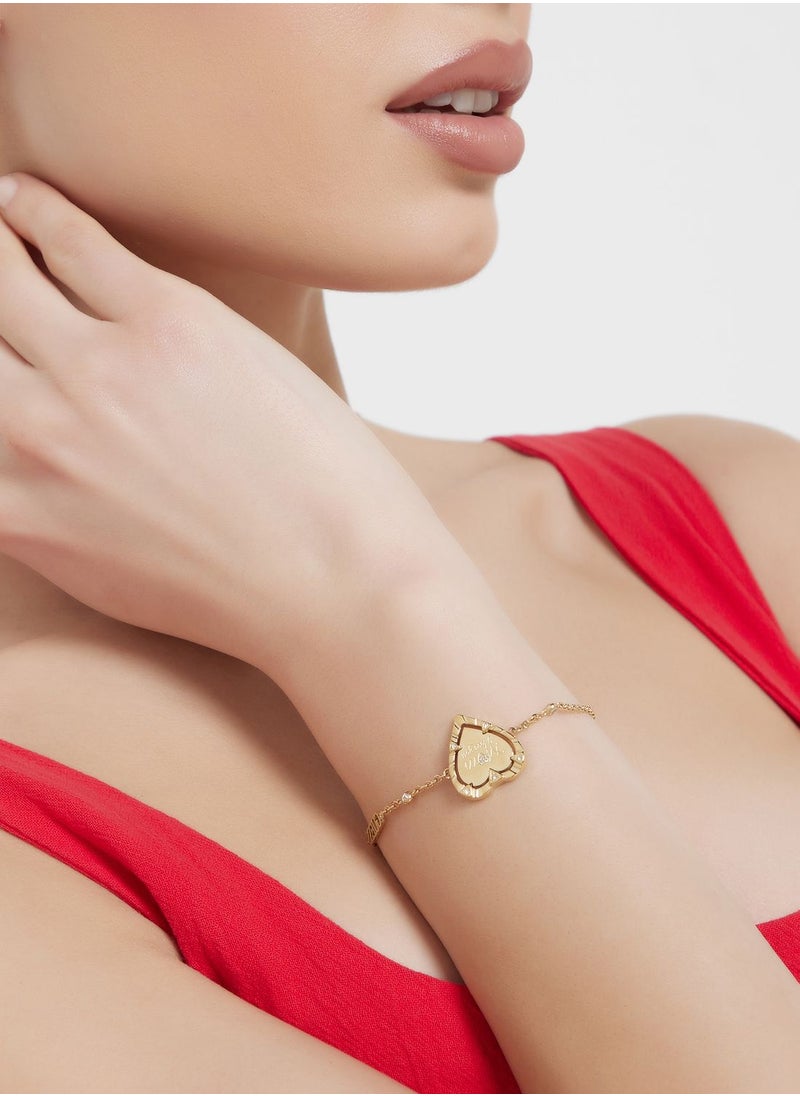 GUESS Heart Chakra Rose Quartz Bracelet 