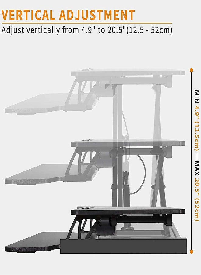 RATSAW Height Adjustable Standing Desk 32” Wide Sit to Stand Converter Stand Up Desk Tabletop Workstation for Dual Monitor Riser - Image 3
