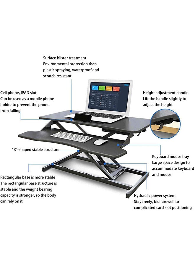 RATSAW Height Adjustable Standing Desk 32” Wide Sit to Stand Converter Stand Up Desk Tabletop Workstation for Dual Monitor Riser - Image 4