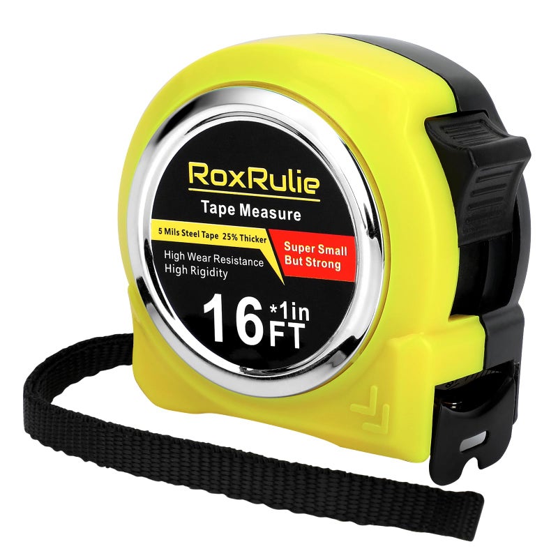 RoxRulie Tape Measure with Fractions 1/8, Measuring Tape 16 FT, 1 Inch/25mm Wide Blade Measurement Tape, Easy Read, Small, Local Design with Fractional Read, Great for Around The House and Carpenter - Image 1
