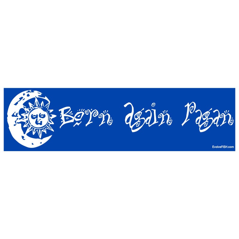 EvolveFISH Born Again Pagan Blue Bumper Sticker 11 x 3