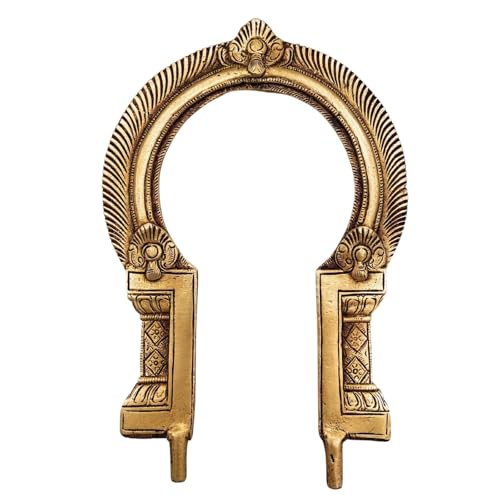Bhunes Traditional Brass Prabhavali Small for Home Temple Decor – Deity Arch Frame, Wall Hanging, Pooja Backdrop, Aura Halo for Idols, Gold, 7 Inch, 1 Piece - Image 2