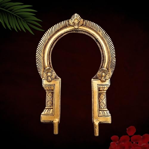 Bhunes Traditional Brass Prabhavali Small for Home Temple Decor – Deity Arch Frame, Wall Hanging, Pooja Backdrop, Aura Halo for Idols, Gold, 7 Inch, 1 Piece - Image 1