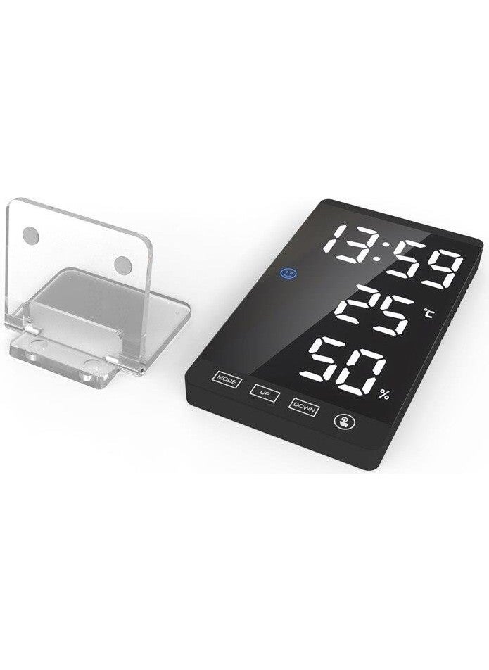 Valkyrie Mirrored LED Graduated Humidity Meter Alarm Desk Clock Black  - Image 3