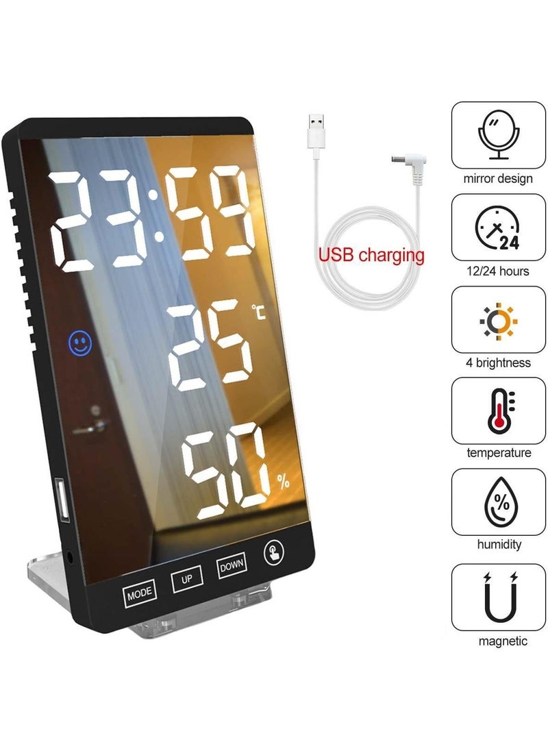 Valkyrie Mirrored LED Graduated Humidity Meter Alarm Desk Clock Black  - Image 2