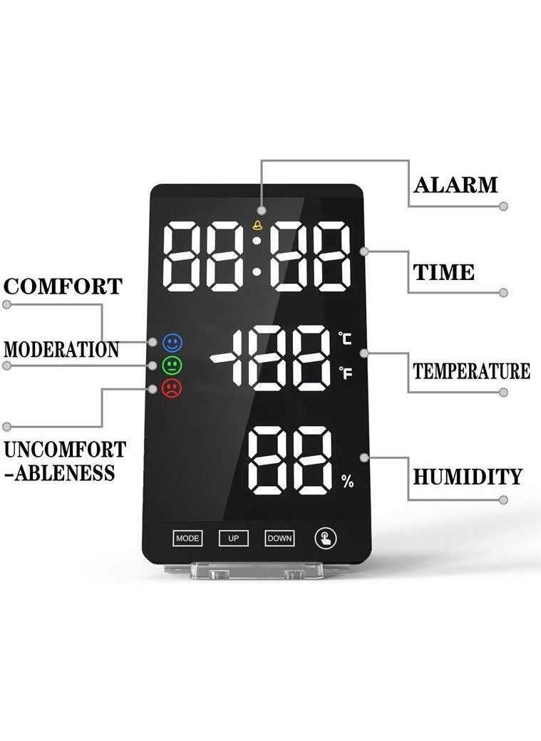 Valkyrie Mirrored LED Graduated Humidity Meter Alarm Desk Clock Black  - Image 5
