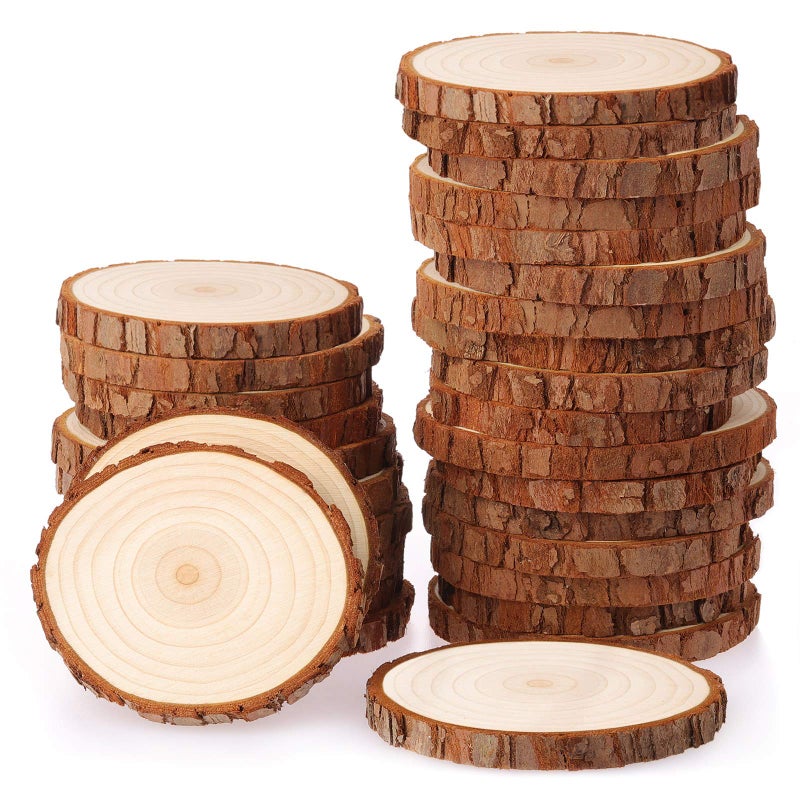 Fuyit Wood Slices 30 Pcs 67cm NO Hole Natural Unfinished Log Wooden Circles for Art Creation DIY Crafts Wedding Decorations Christmas Ornaments