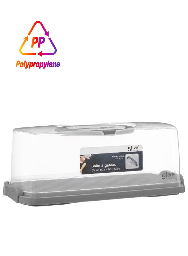 Five Simply Smart Polypropylene Transportable Cake Box Grey and Clear 36 x 16 cm 189340 - Image 1