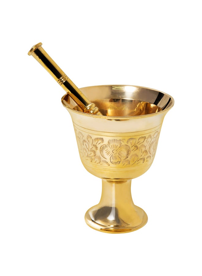AL SANIDI Heritage copper mortar, Gold, 12x 14.1 Cm  - Image 1