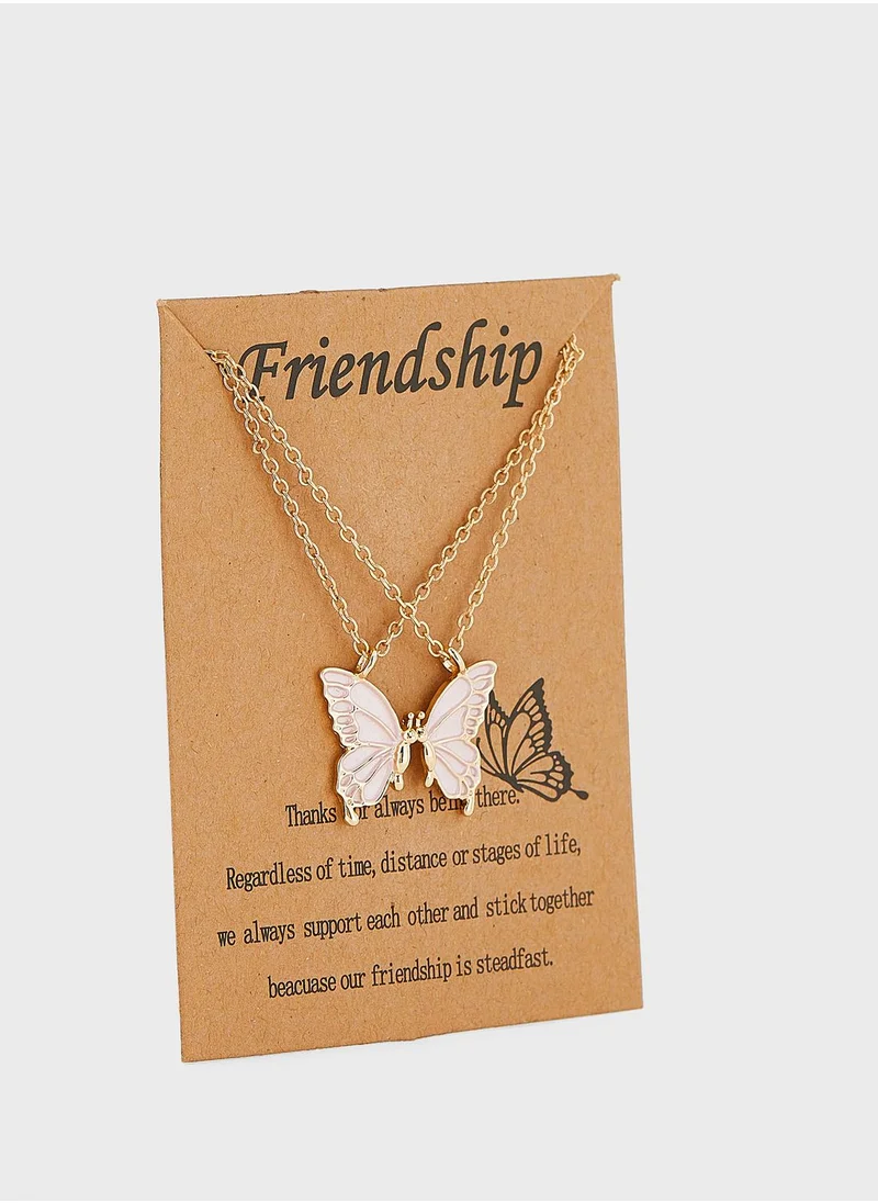 Ginger 2 Pack Butterfly Friendship Necklace Set On Card