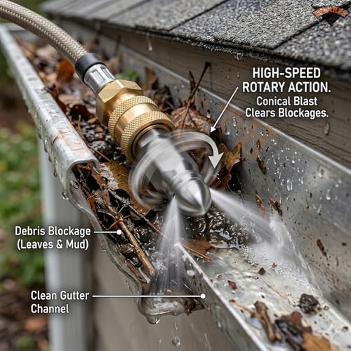 VIPARTH Quick Connector Rotary Sewer & Drain Cleaning Nozzle Attachment for High Pressure Washer | M22 to 1/4 Inch Quick Connect Coupler | Rotary Turbo Jet for Gutter, Pipe & Drain Cleaning - Image 5