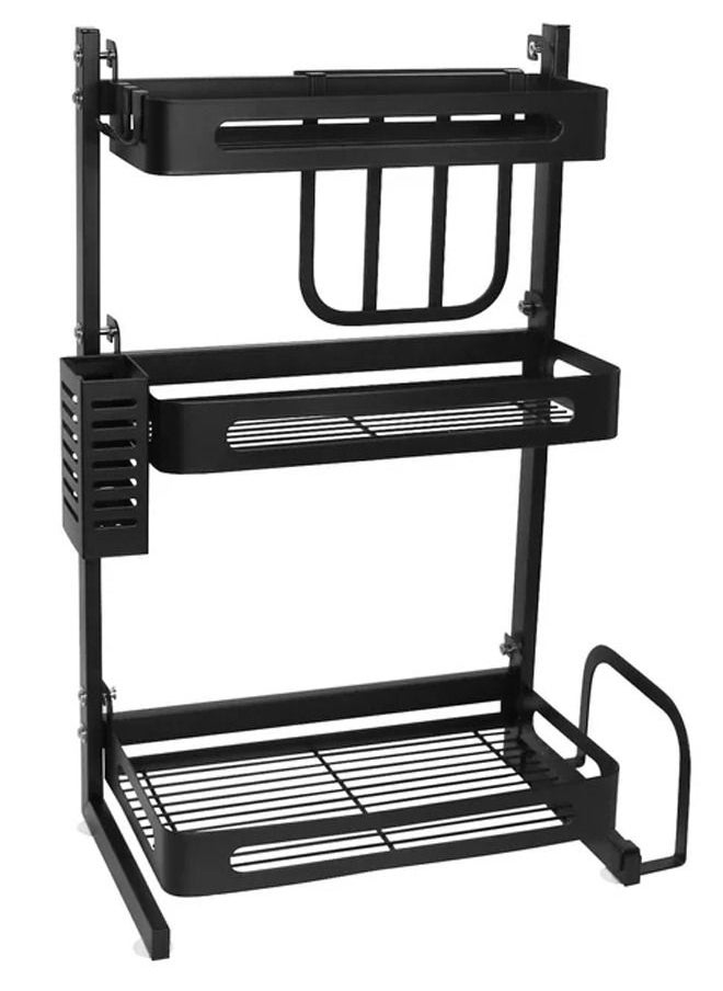 3 Tier Spice Rack Organizer for Countertop Kitchen Seasoning Organizer Standing Shelf Jars Bottle Storage Holder Storage Shelf for Counter (With Paper Towel Storage Rack) (3-Layer)