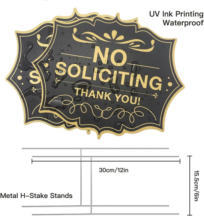 Philoch No Soliciting Sign for House with Stake, 2-Pack 10"x12" Double-Sided, H-Stake Metal Stakes, No Soliciting Yard Signs for Home/Business - Image 5
