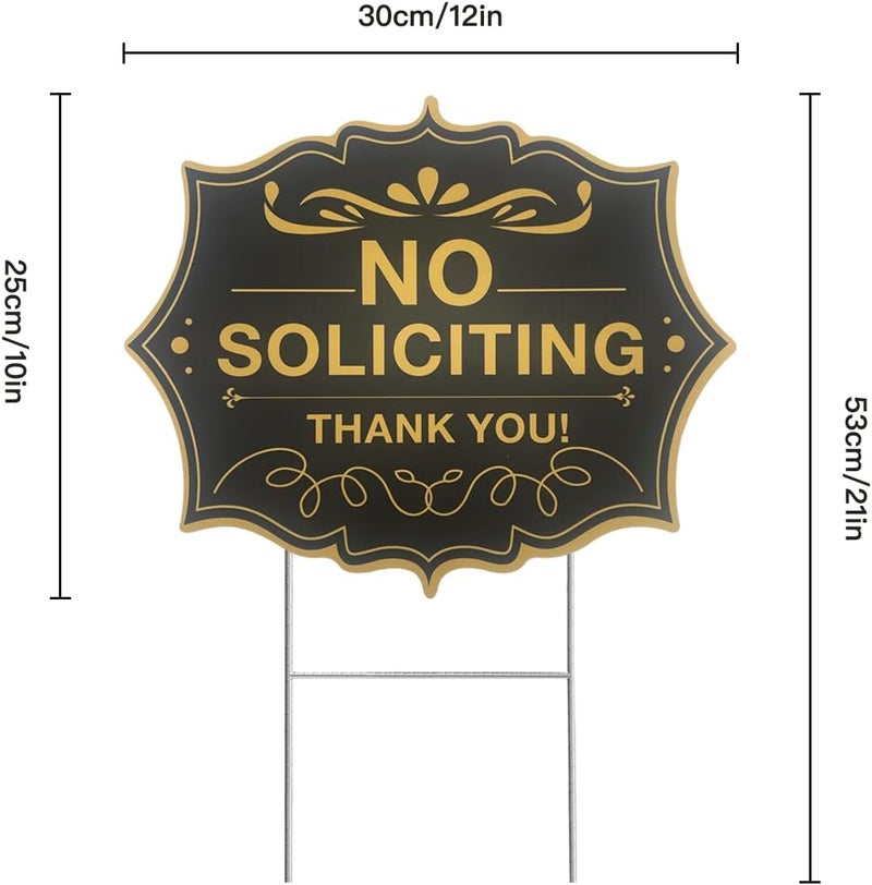 Philoch No Soliciting Sign for House with Stake, 2-Pack 10"x12" Double-Sided, H-Stake Metal Stakes, No Soliciting Yard Signs for Home/Business - Image 3