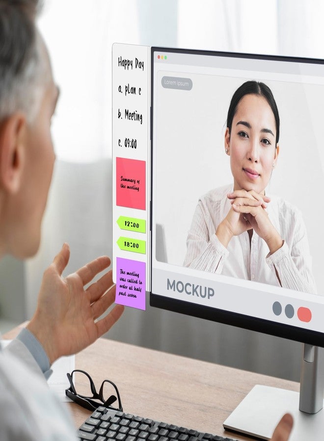 Crpich Large Acrylic Monitor Note Board - 13.2" x 3.3", 2 Pack White Screen-Safe Sticky Note Holders for Computer Side, Home Office Supplies - Image 5