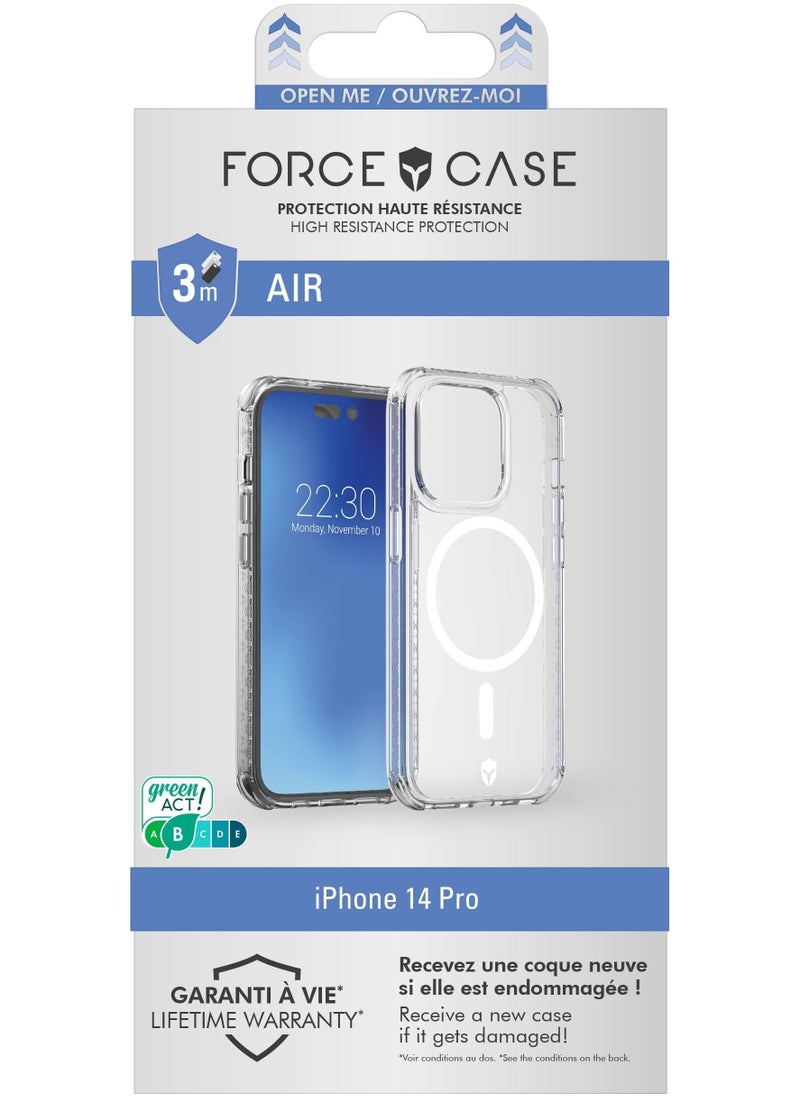 FORCE Force Case iPhone iPhone 14 Pro MagSafe Compatible AIR Reinforced Case Lifetime Warranty Transparent - 50% Recycled plastic  - Image 1