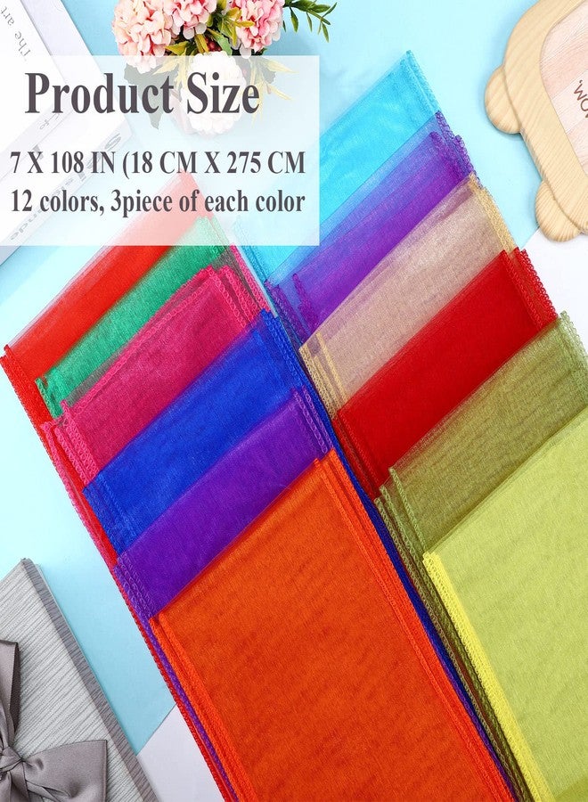 Panelee 36 Pcs Elegant Organza Assorted Color Chair Sashes Pastel Rainbow Bows Sheer Fabric Chair Ties for Wedding Banquet Party Decoration - Image 3