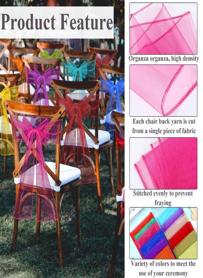 Panelee 36 Pcs Elegant Organza Assorted Color Chair Sashes Pastel Rainbow Bows Sheer Fabric Chair Ties for Wedding Banquet Party Decoration - Image 2