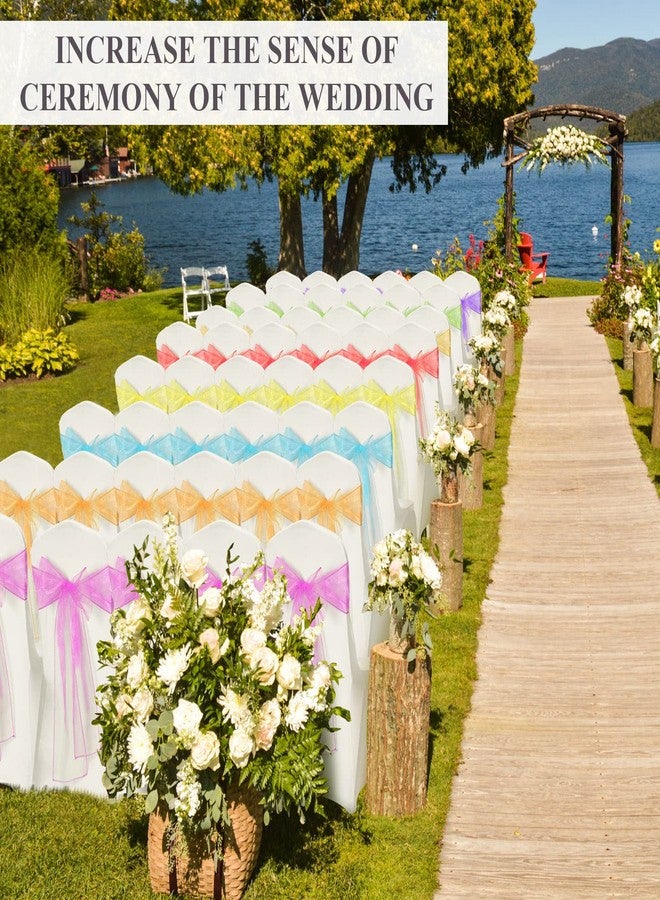 Panelee 36 Pcs Elegant Organza Assorted Color Chair Sashes Pastel Rainbow Bows Sheer Fabric Chair Ties for Wedding Banquet Party Decoration - Image 5