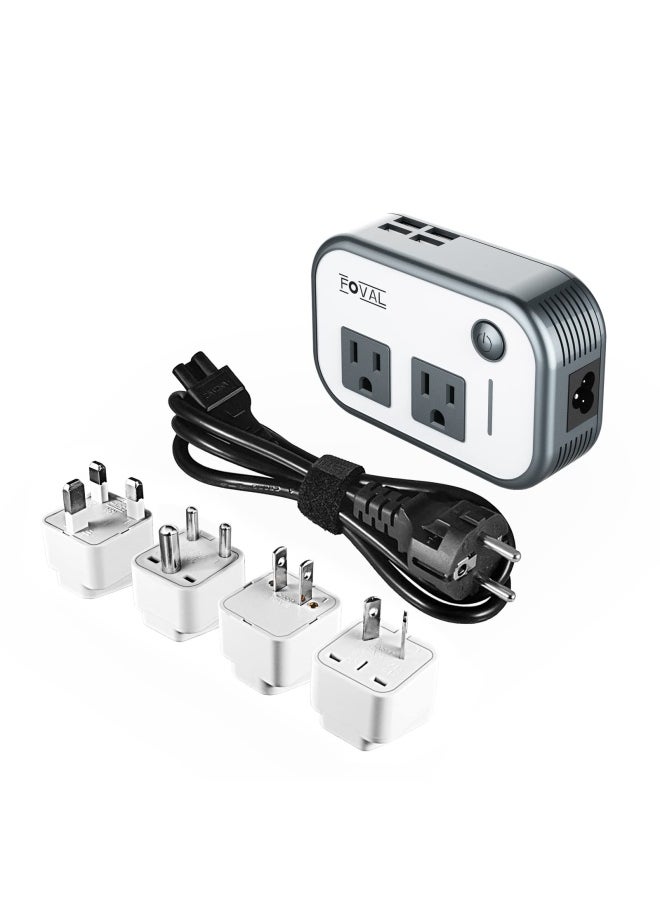 FOVAL Power Step Down 220V To 110V Voltage Converter With 4-Port Usb International Travel Adapter For China Uk European  - Image 1