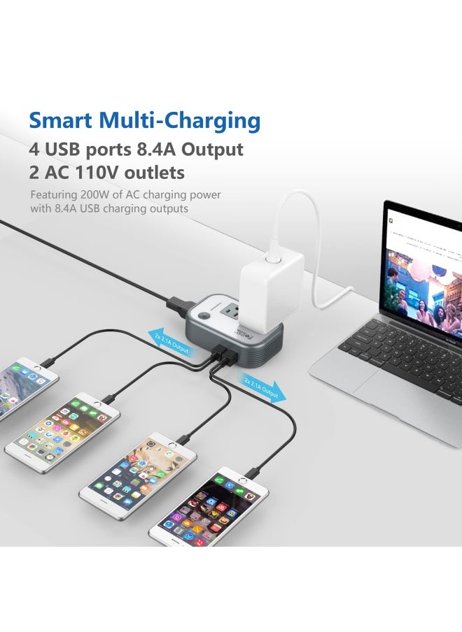FOVAL Power Step Down 220V To 110V Voltage Converter With 4-Port Usb International Travel Adapter For China Uk European  - Image 4
