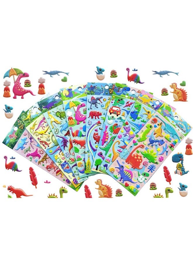 SUPER TOY 3D Puffy Dinosaur Stickers for Kids & Toddlers 4 Strap of 120+ Animal Stickers Self Adhesive T-Rex, Spinosaurus, Triceratops, Diplodocus Scrap Book Decoration for Boys & Girls - Image 1