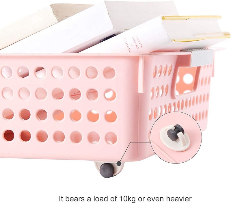 MEZON MEZON Adhesive Caster Wheel Non Swivel Casters Hard Plastic Caster for Furniture Storage Box Baby Toys Car Cloth Bin Container Moving Carton Multi Color 4 PCs Set - Image 4