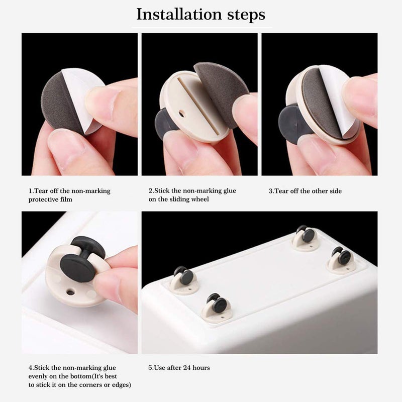MEZON MEZON Adhesive Caster Wheel Non Swivel Casters Hard Plastic Caster for Furniture Storage Box Baby Toys Car Cloth Bin Container Moving Carton Multi Color 4 PCs Set - Image 5