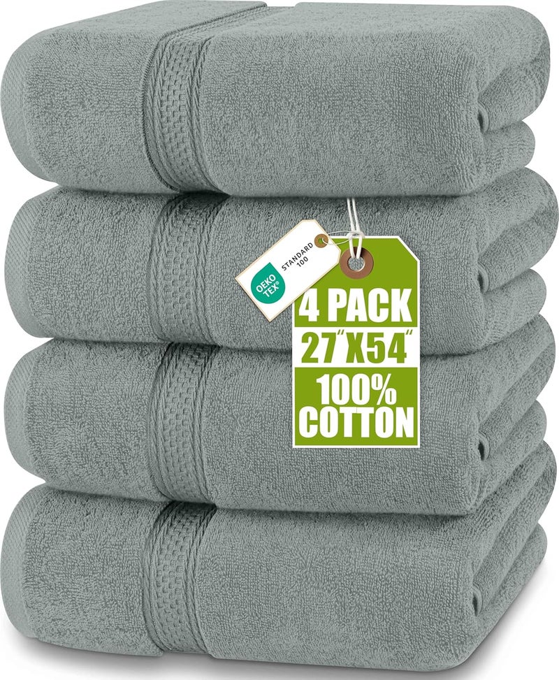 Utopia Towels 4 Pack Premium Bath Towels Set, (27 x 54 Inches) 100% Ring Spun Cotton 600GSM, Lightweight and Highly Absorbent Quick Drying Towels, Perfect for Daily Use (Cool Grey) - Image 1