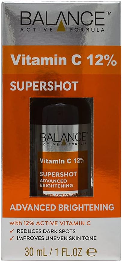 Balance Active Formula 12 Vitamin C Advanced Brightening Supershot Serum 30ml Reduces Dark Spots Improves Uneven Skin Tone