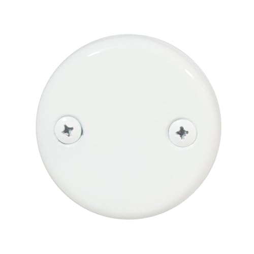 Westbrass D329-50 Two Hole Tub Overflow Faceplate with Screws, Powder Coat White - Image 1
