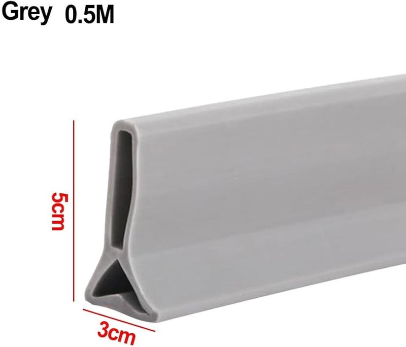 Grey 50CM Silicone Water Stopper Shower Dam Flexible Water Barrier For Bathroom Floor - Image 3