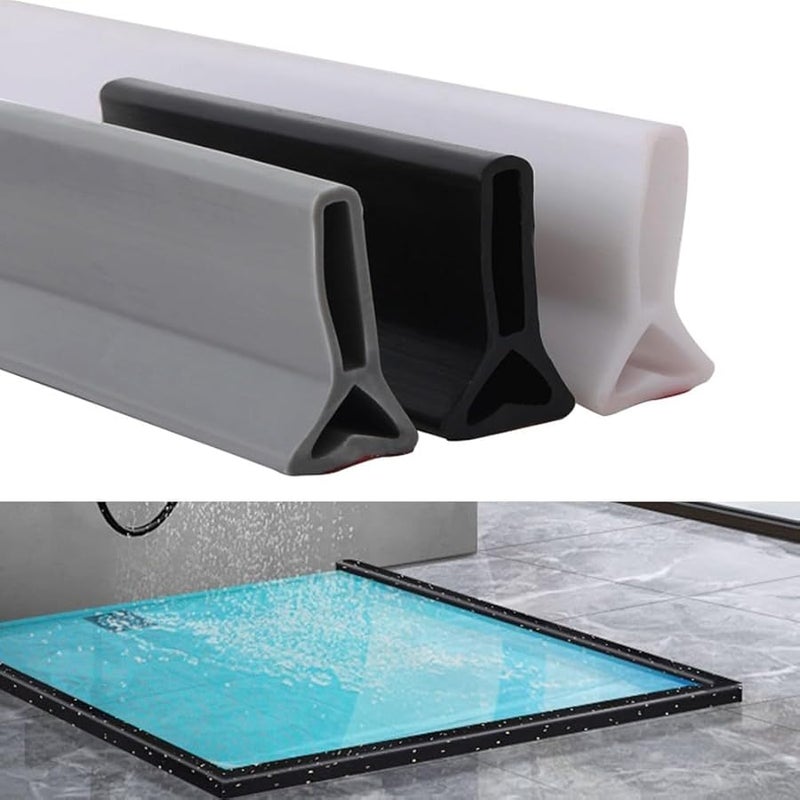 Grey 50CM Silicone Water Stopper Shower Dam Flexible Water Barrier For Bathroom Floor - Image 4