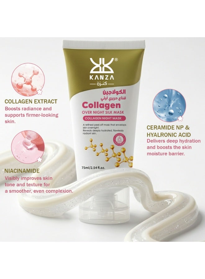 Kanza Collagen Night Wrapping Mask 75ml Deep Collagen Mask Overnight Collagen Face Mask Overnight Wrapping Peel Off Facial Mask to Reduce Wrinkles,Fine Lines,Maintain Skin Elasticity and Hydration Care,Reduces Sagging,Dullness Hydrolyzed Collagen for Glowing Skin Korean Skincare - Image 4