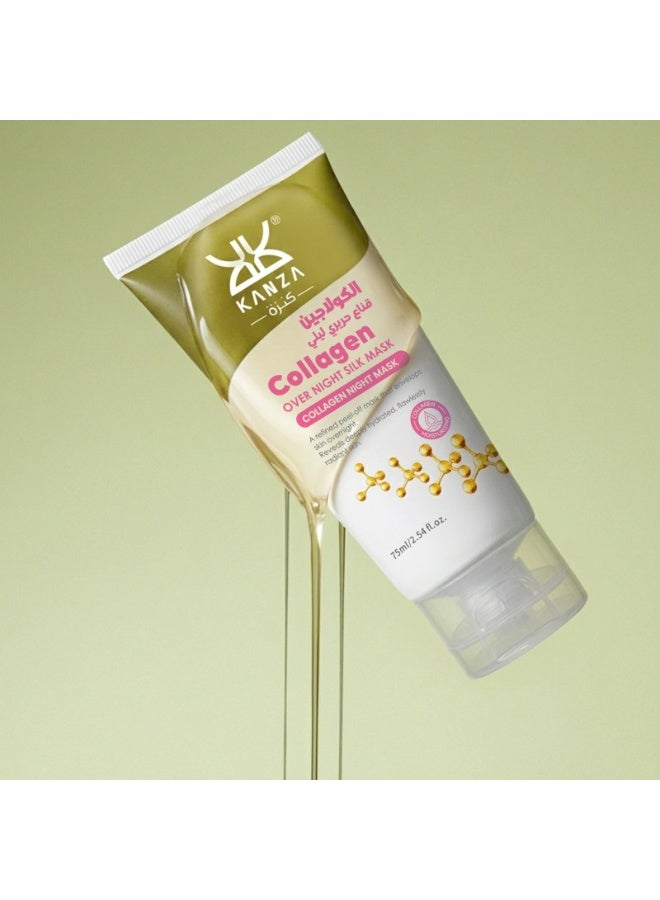 Kanza Collagen Night Wrapping Mask 75ml Deep Collagen Mask Overnight Collagen Face Mask Overnight Wrapping Peel Off Facial Mask to Reduce Wrinkles,Fine Lines,Maintain Skin Elasticity and Hydration Care,Reduces Sagging,Dullness Hydrolyzed Collagen for Glowing Skin Korean Skincare - Image 5