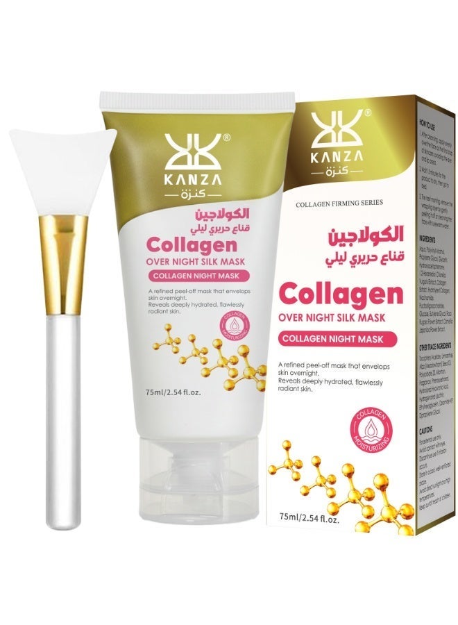 Kanza Collagen Night Wrapping Mask 75ml Deep Collagen Mask Overnight Collagen Face Mask Overnight Wrapping Peel Off Facial Mask to Reduce Wrinkles,Fine Lines,Maintain Skin Elasticity and Hydration Care,Reduces Sagging,Dullness Hydrolyzed Collagen for Glowing Skin Korean Skincare - Image 2