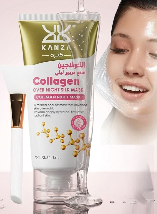 Kanza Collagen Night Wrapping Mask 75ml Deep Collagen Mask Overnight Collagen Face Mask Overnight Wrapping Peel Off Facial Mask to Reduce Wrinkles,Fine Lines,Maintain Skin Elasticity and Hydration Care,Reduces Sagging,Dullness Hydrolyzed Collagen for Glowing Skin Korean Skincare - Image 1