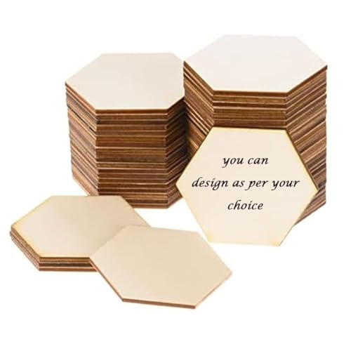 Bikri Kendra - Mdf Hexagon , 10 pcs, Size 4 inch, Thickness:2.5 mm, Mdf Art Craft Coaster Shape Mdf Coasters Plain Wood Unfinished Blank Cutouts for Tea Coffee Christmas Painting Slice, Resin Mandala Arts Work & Decoration MDF Wooden Coasters for DIY Craft or Decoupage - Image 1